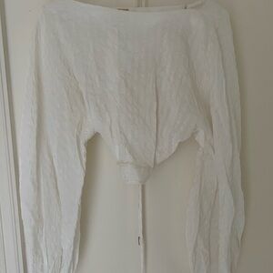 Cult Gaia medium linen open back crop top